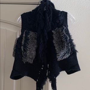Black faux fur vest